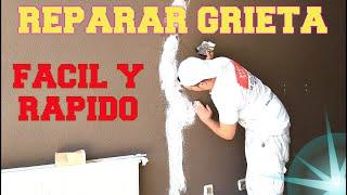 COMO ARREGLAR GRIETA PARED INTERIOR DE GOTELE REPARAR/TAPAR GRIETA GRANDE EN CASA ANTES DE PINTAR