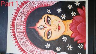 Maa Durga drawing with oil pastel Part 1| Devi Durga drawing easy