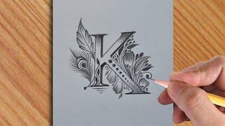 Beat tattoo of K letter design making with pencil || amazing art video  siml drawing