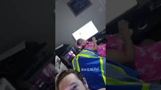 Testing Zoey's noise canceling headphones 