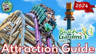 Busch Gardens Tampa ATTRACTION GUIDE - 2024 - All Rides & Shows Tampa Bay, Florida