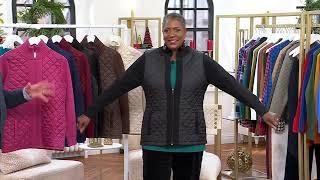 Denim & Co. Quilted Woven-Front Sweater Jacket on QVC