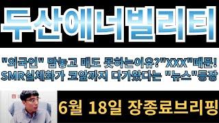 [두산에너빌리티] "외국인" 맘놓고 매도못하는 이유?? "XXX"때문!! SMR실체화가 코앞까지 다가왔다는 뉴스 등장했습니다!