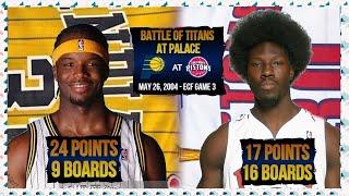 NBA Duel: Jermaine O'Neal vs Rasheed & Ben Wallace - Pacers @ Pistons ECF Game 3 - Playoffs 2004