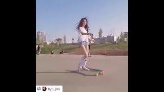 VIRAL Korean ASIAN LONGBOARDING GIRL Hyo Joo. Music by KERO ONE.