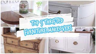 Top 5 Thrifted Furniture Makeovers | Before & After Makeovers | Cottage Farmhouse Style Makeover