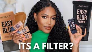 NEW* HUDA BEAUTY EASY BLUR FOUNDATION + PRIMER REVIEW | BLACK SKIN