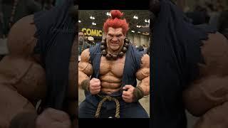 Bodybuilder does perfect Akuma from street fighters cosplay!