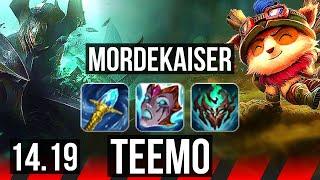 MORDEKAISER vs TEEMO (TOP) | 10 solo kills, 500+ games, Dominating | NA Master | 14.19