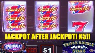 5 JACKPOTS! Huge Wins on Quick Hit Triple Double Action Slot machine! One of my best sessions EVER!