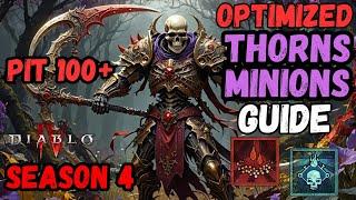 IMPROVED S4 Immortal THORNS Minions Necromancer Build Guide (Pit 95+) (Diablo 4 Season 4)