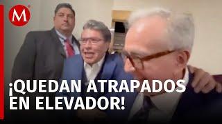 Rescatan a Rocha Moya, Monreal y otros diputados tras quedar atrapados en un elevador