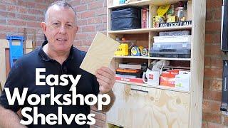 How to Build Easy Workshop Shelves from 1 Sheet of Ply