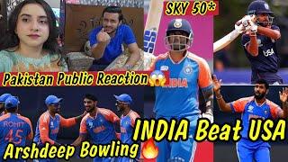 INDIA Beat USA Pakistan Public Reaction Arshdeep Bowling  Suryakumar 50* Sensational Inning 