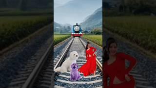 train vs dog & cute girl VFX dance #shorts