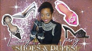 Designer party shoes and affordable dupes - Jimmy Choo, Amina Muaddi and more