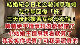 結婚紀念日老公發消息離婚,我平靜回復「好」三天後他摟著女秘淡淡說：曦曦她不懂事玩遊戲發錯了,小姑娘不懂事我看就算了,我笑了你算了可我是認真的#復仇 #小說#爽文