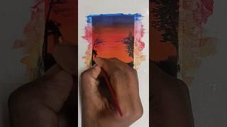 How to draw sunset painting ideas for beginners | step by step #shorts #painting #viral