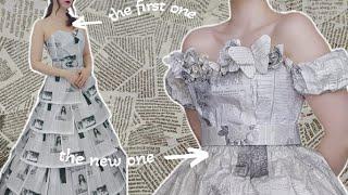 Can I make a cute cottagecore dress out of paper? || Newspaper dress the second!