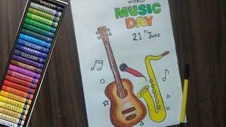 World Music Day Drawing | Poster Making World Music Day | Music Day Painting