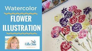 Let's Paint A Watercolor Flower Illustration! Abstract techniques | with Kellie Chasse