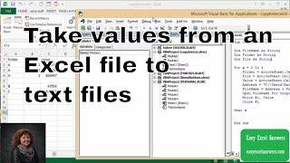 Take values from an Excel file to text files