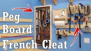 WALL STORAGE with FRENCH CLEATS and PEG BOARDS // Garage Woodshop Build