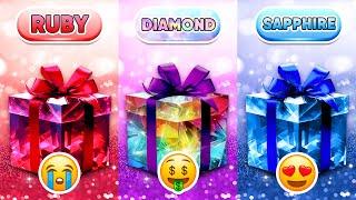 Choose Your Gift!  Ruby, Diamond or Sapphire  How Lucky Are You? Fox Quiz