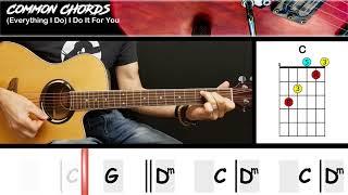 Everything I Do (ver1) - Bryan Adams | EASY GUITAR CHORDS | Common Chords