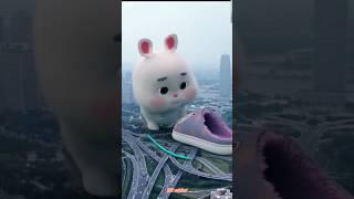 #fat rabbit  #cute bunny playing #Big Bunny in city #anime #Shorts