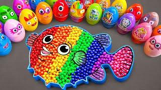 Satisfying ASMR | How to Make Rainbow Puffer Fish Bathtub by Mixing Beads & SLIME CLAY Coloring