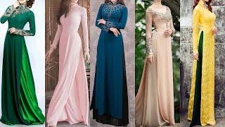 Ao dai vietnamese traditional long dress/Long kurti with plazzo/Long dress design #viral #longkurti