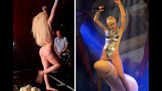 Desnudos y sexo, los shows de Gaga y Cyrus