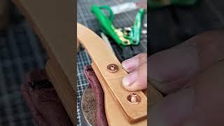 How to use brass rivets #leather #bag #leatherbackpack #shorts#copper #rivet  #leathercraft #diy