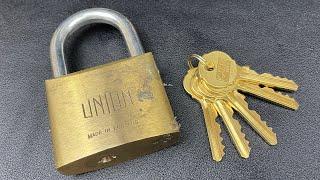 A huge 65mm Brass Bodied Union Padlock picked