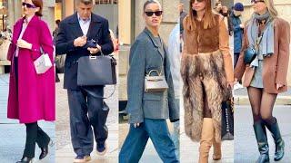 BEAUTIFUL ITALIAN STREET FASHION 2025IWinter Outfits Ideas & Milan Shopping +8 C️ #britishvogue