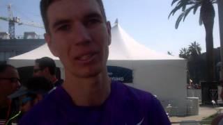 Luke Puskedra talks after finishing 4th at 2016 US Olympic Marathon Trials