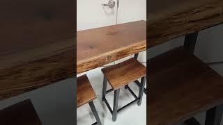 Walnut Live Edge Bar Table with Stools