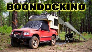 Mini Truck Camper Off-Grid Rainy Camping and Off-Road Test!