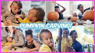 CARVING HALLOWEEN PUMPKINS WITH MY BABY COUSINS! | YOSHIDOLL