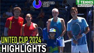 Rybakina / Shevchenko vs Carreno Busta / Cavalle Reimers Highlights | United Cup 2024