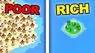 Small Rich Island vs Giant Wasteland In Worldbox