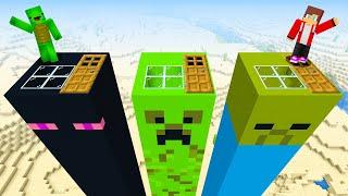 Mikey vs JJ: NOOB vs PRO: SUPER LONG MOB HOUSE inside CREEPER, ENDERMAN, ZOMBIE in Minecraft