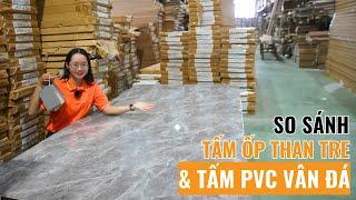 So sánh tấm ốp than tre vân đá và tấm pvc vân đá có gì khác biệt | Tấm nhựa giả đá ốp tường | Haroma