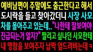 (반전사연)예비남편이 주말에도 출근한다고 해서 도시락을 들고 찾아갔더니 사장 사모차를 몰아주고 있는데..짤리고 싶냐던 사모한테 명함을 보여주자.[신청사연][사이다썰][사연라디오]