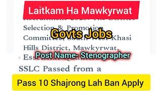 LAITKAM SORKARHa Mawkyrwat//Kynthei bad Shynrang  Lah Ban Apply