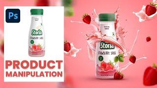 Product Manipulation Tutorial in Photoshop STRAWBERRY SHAKE