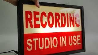 Recording Studio In Use Lightbox Sign, Vintage Style Music Studio Signage in Red