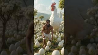 farmer's hen gives eggs and he planted eggs tree #ai #hen #farmer