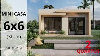 6X6 House Plan | With 2 Bedrooms | Mini House 36 M²| 6X6 HOUSE (36 SQM)| Small House Design Idea